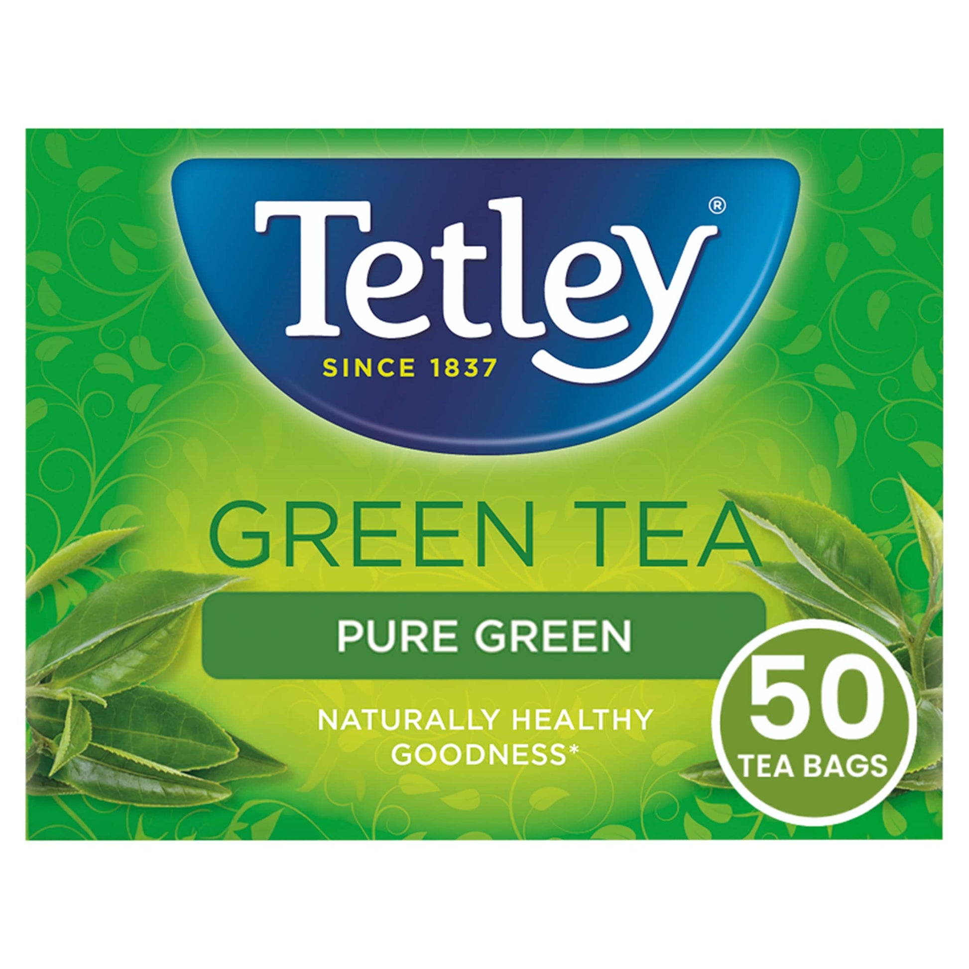 Tetley Pure Green Tea 50 Tea Bags 100g — image 1