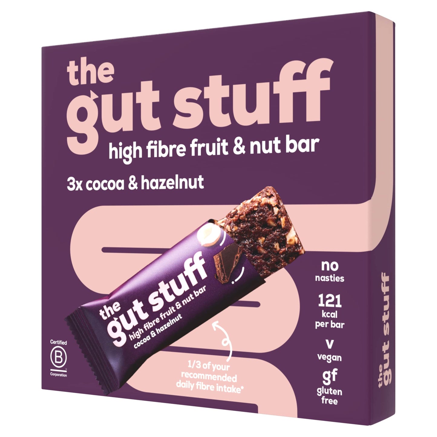The Gut Stuff High Fibre Fruit & Nut Bar - Cocoa & Hazelnut 3 x 35g — image 1