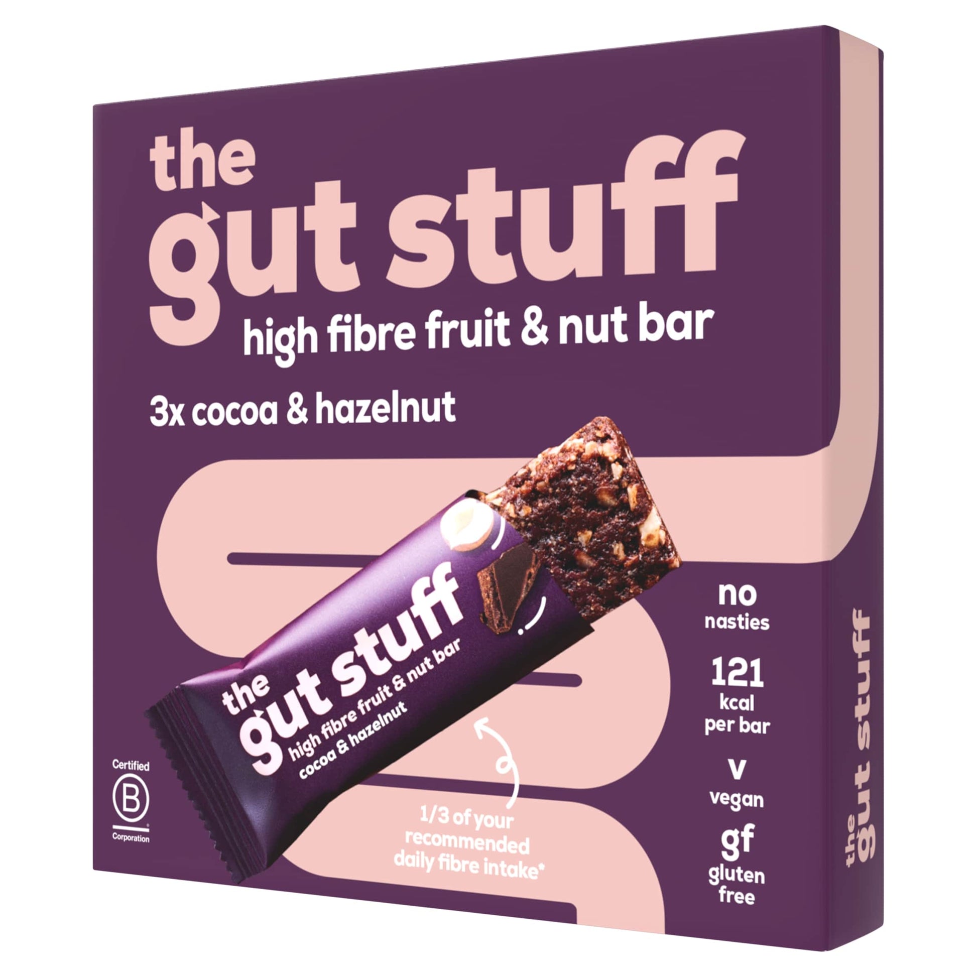 The Gut Stuff High Fibre Fruit & Nut Bar - Cocoa & Hazelnut 3 x 35g — image 1
