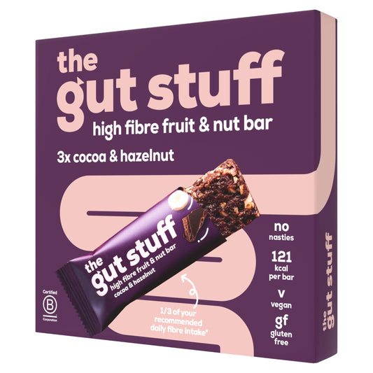 The Gut Stuff High Fibre Fruit & Nut Bar - Cocoa & Hazelnut 3 x 35g — image 1