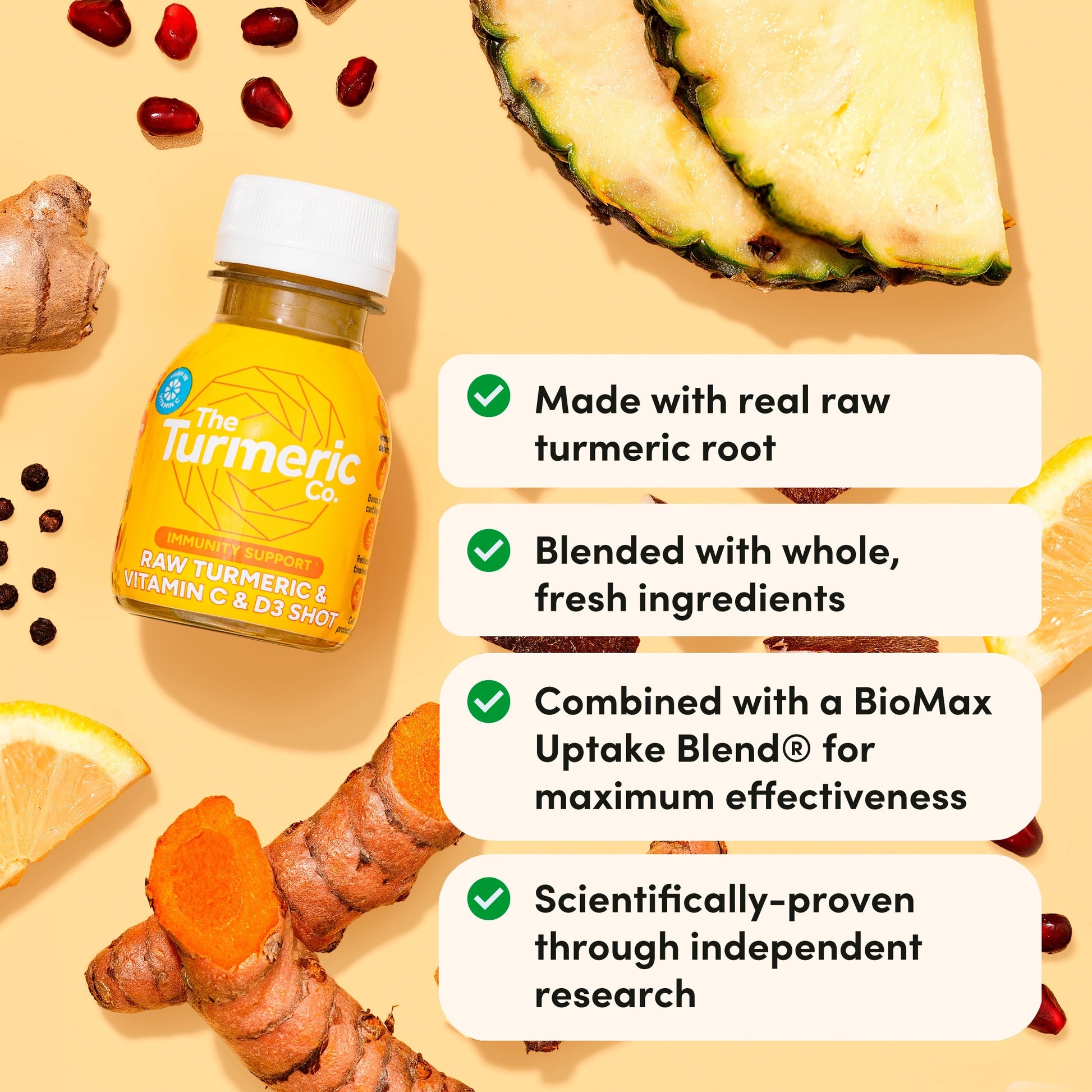 The Turmeric Co Raw Turmeric Vitamin C&D3 60ml 3 x multipack — image 3