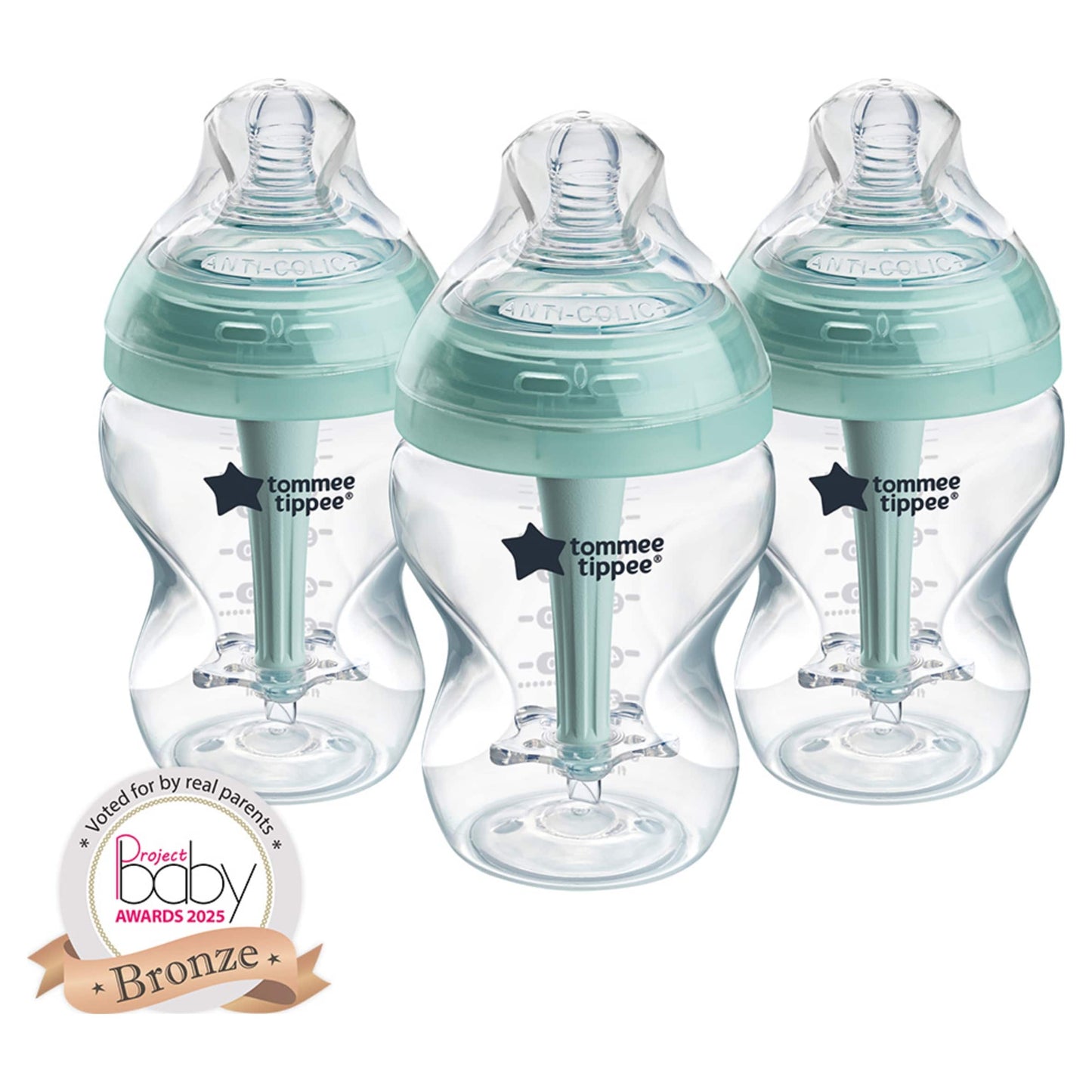 Tommee Tippee Baby Bottles, Advanced Anti-Colic Baby Bottle, Slow Flow, 260ml, 0m+, Pack of 3 — image 1