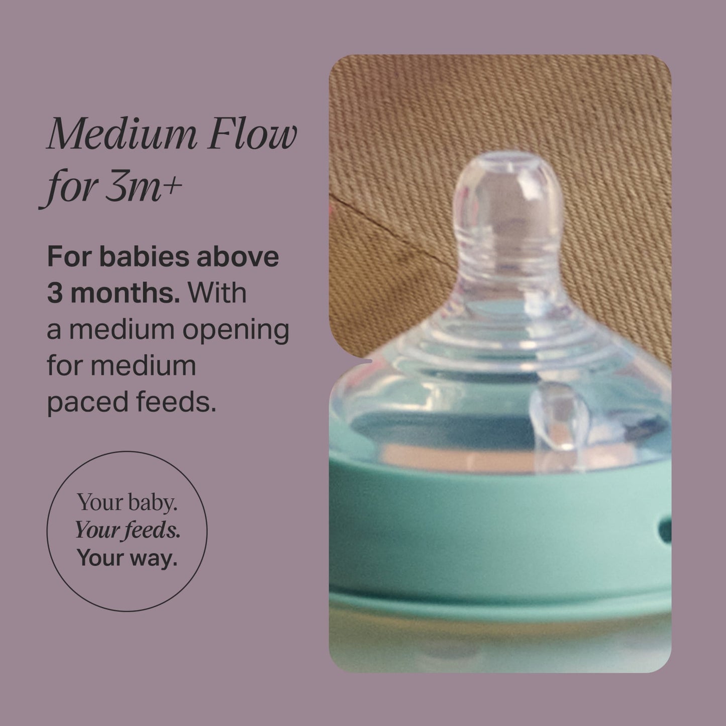 Tommee Tippee Natural Start Baby Bottle Teats Medium Flow 3m+ 2 Pack — image 2