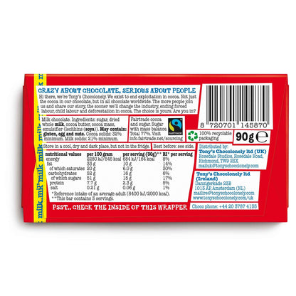 TONY'S Chocolonely Milk Chocolate 90g