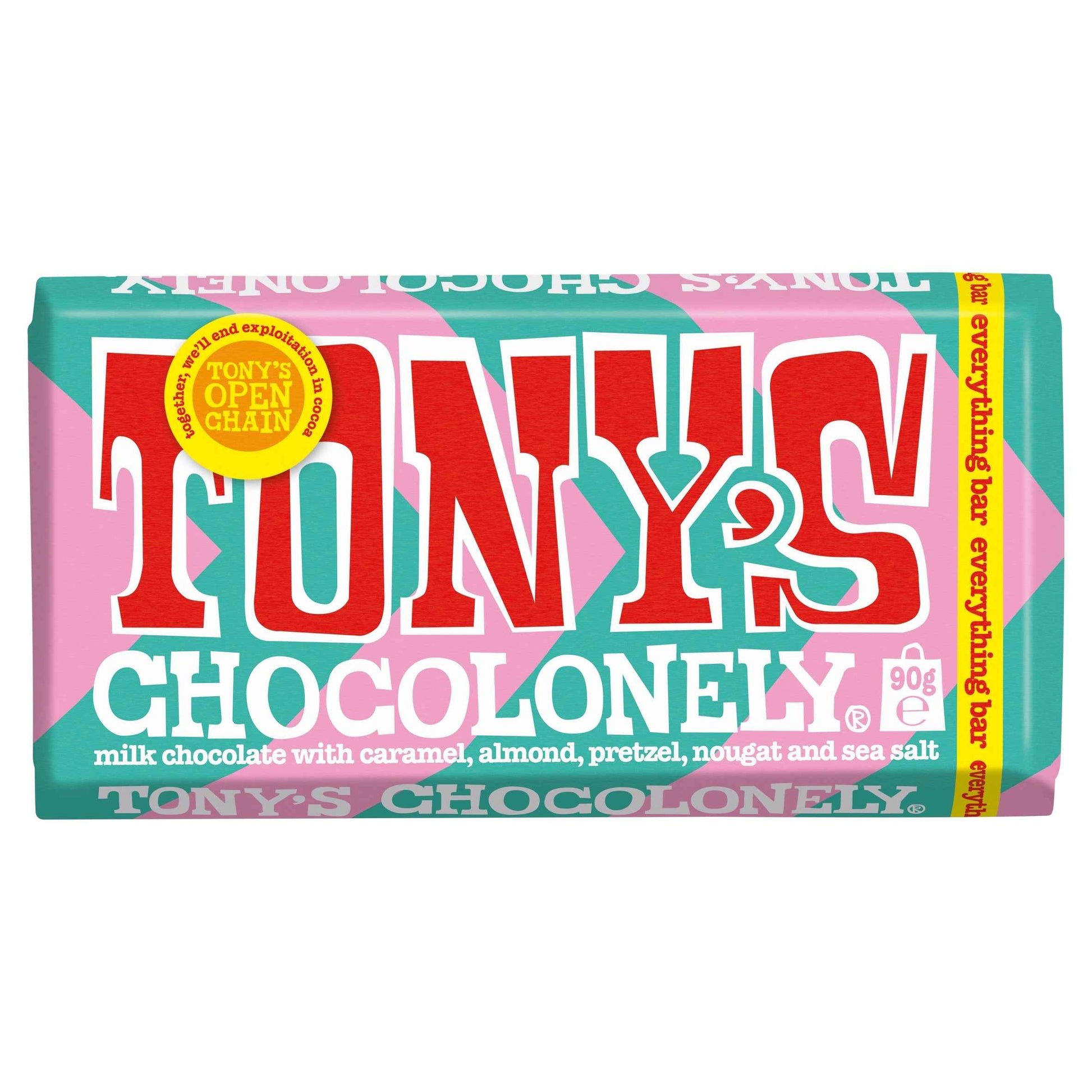 TONY'S Chocolonely Milk Chocolate Caramel Pretzel Almond Nougat Sea