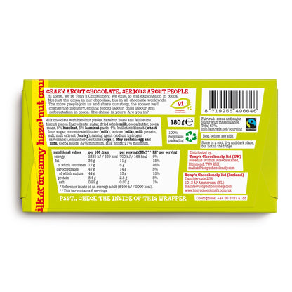 Tony's Chocolonely Milk Chocolate Creamy Hazelnut Crunch 180G — image 2