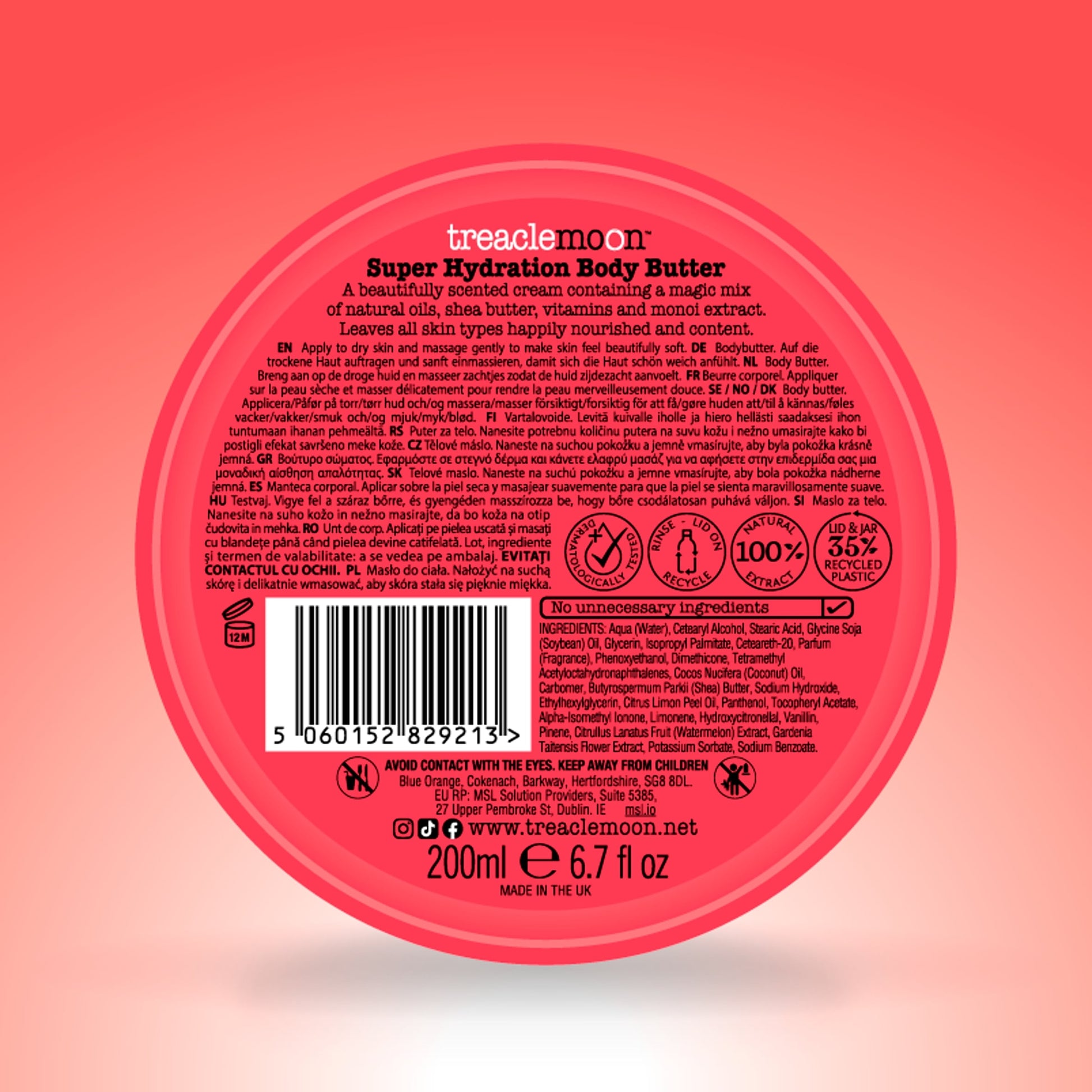 Treaclemoon Sunkissed Tropical Crush Super Hydration Body Butter infused with Monoi and Watermelon 200ml — image 3