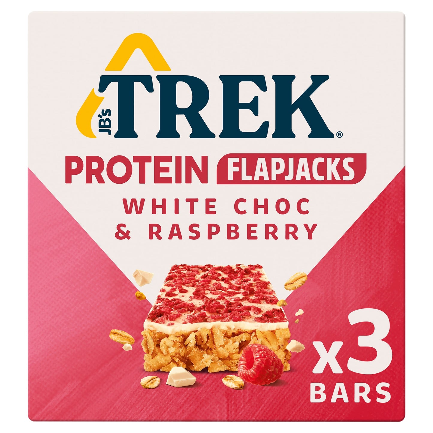 TREK White Choc & Raspberry Protein Flapjacks 3x50g — image 1