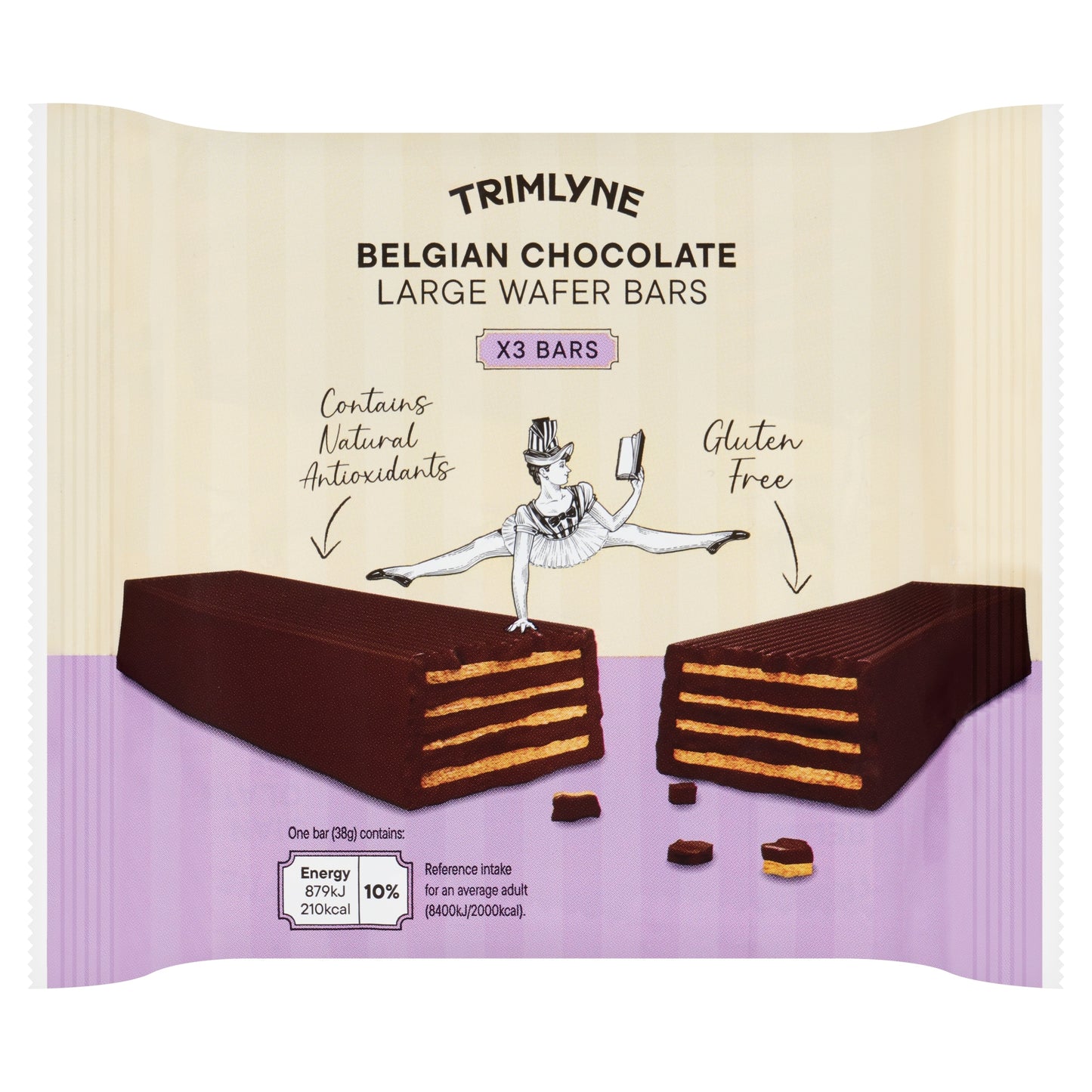 Trimlyne Free From Belgian Chocolate Large Wafers Bars 3x38g — image 1