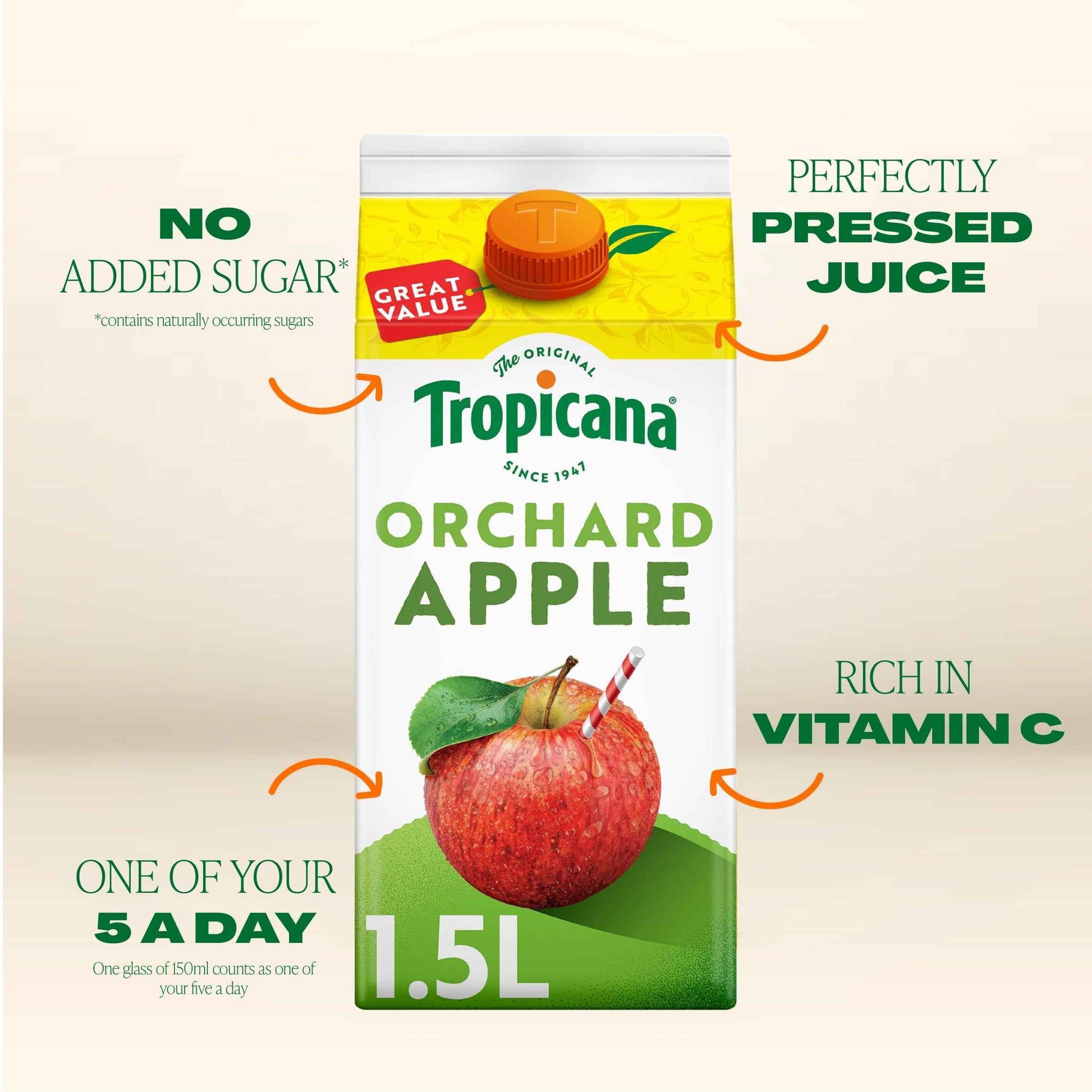 TROPICANA Pressed Apple Fruit Juice 1.5l