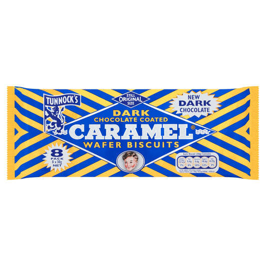 Tunnocks Dark Chocolate Coated Caramel Wafer Biscuits Multipack, 8 Pack 248g — image 1
