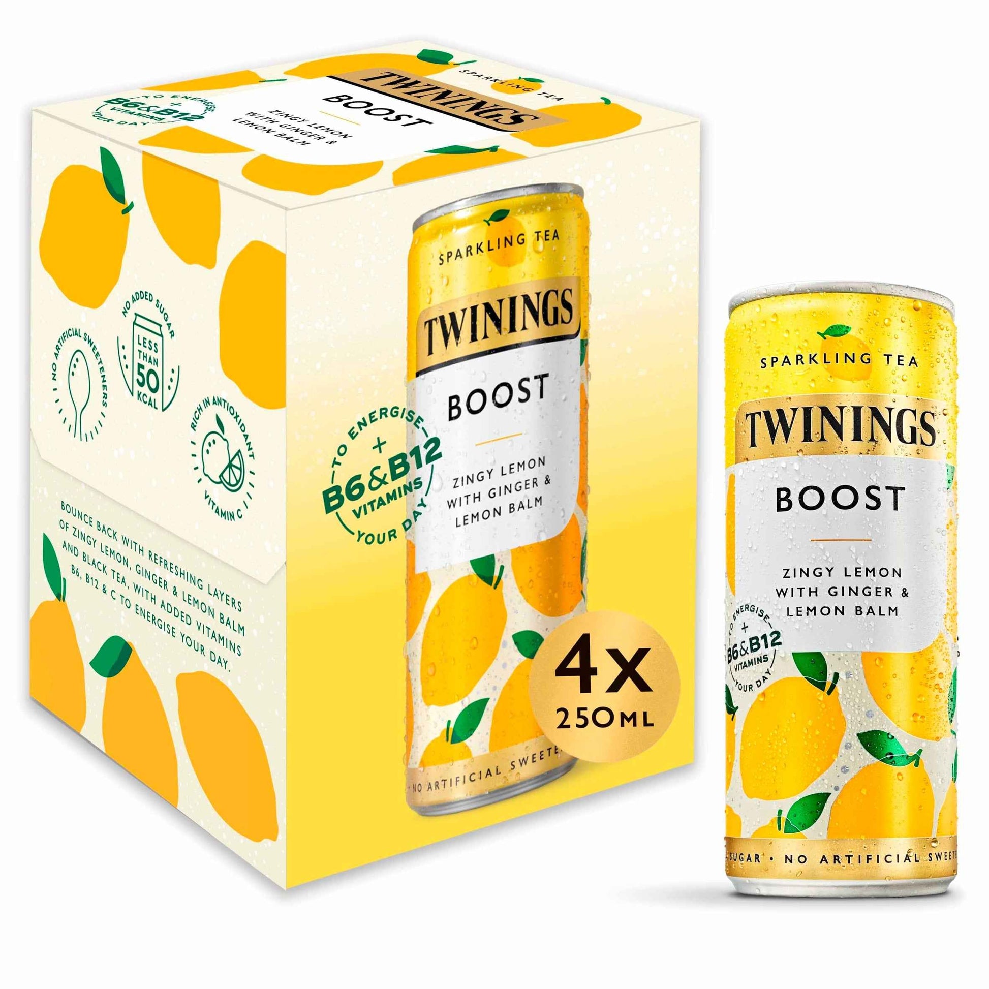 TWININGS Sparkling Tea Boost Zingy Lemon With Ginger 4x250ml