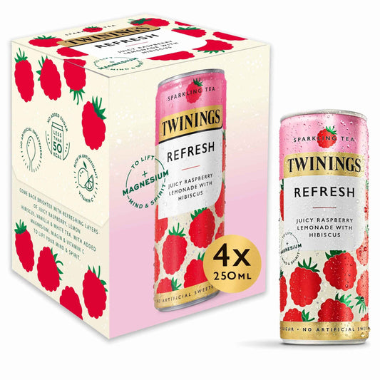 TWININGS Sparkling Tea Refresh Juicy Raspberry Lemonade With Hibiscus