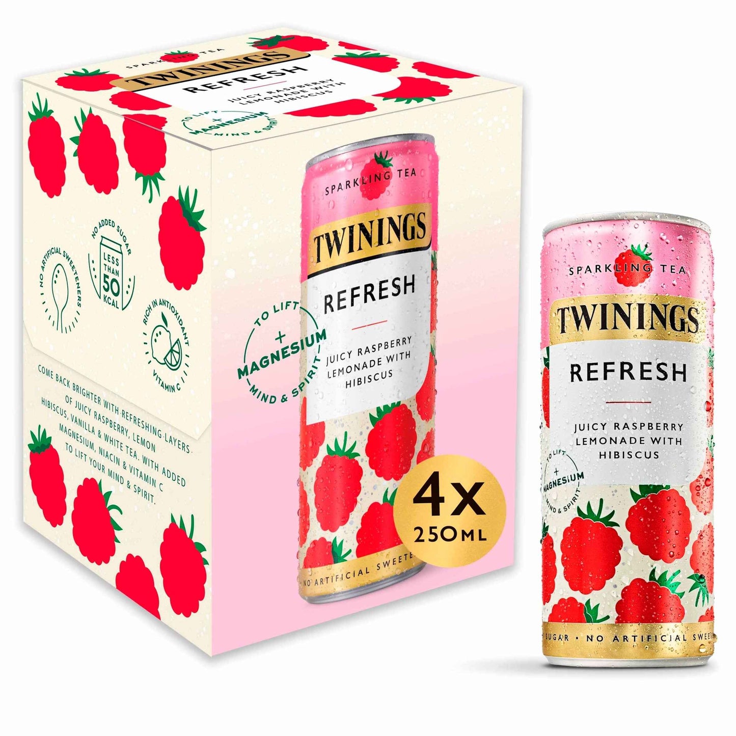 TWININGS Sparkling Tea Refresh Juicy Raspberry Lemonade With Hibiscus
