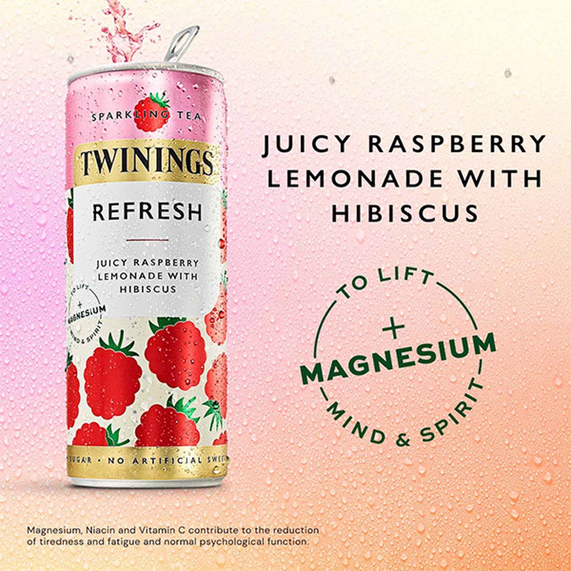 TWININGS Sparkling Tea Refresh Juicy Raspberry Lemonade With Hibiscus