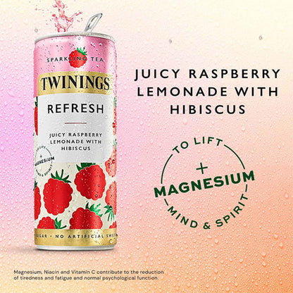 TWININGS Sparkling Tea Refresh Juicy Raspberry Lemonade With Hibiscus