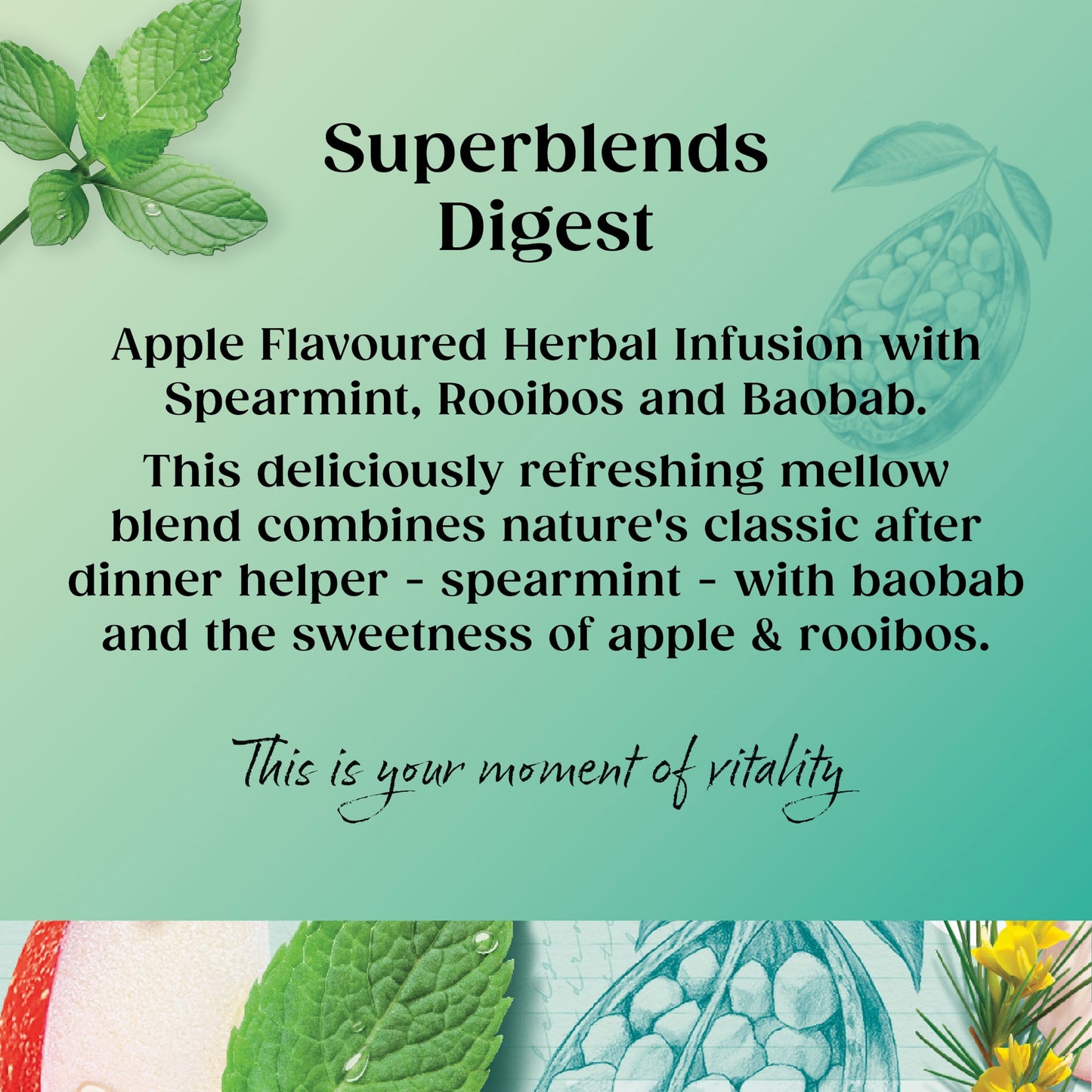 Twinings Superblends Digest Spearmint, Apple & Rooibos 20 Tea Bags 35g — image 2