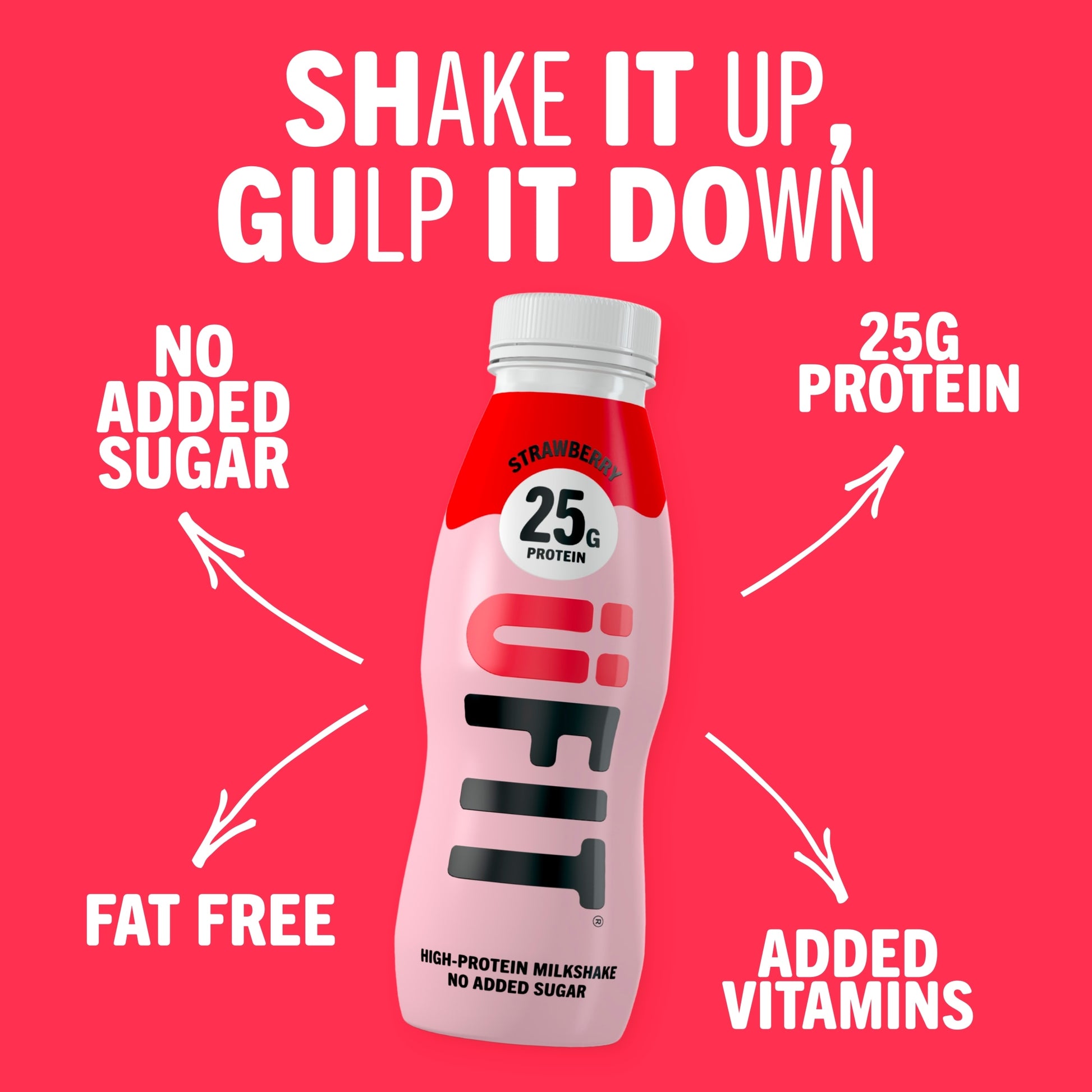UFIT High Protein Milkshake Drink - Strawberry 330ml — image 2