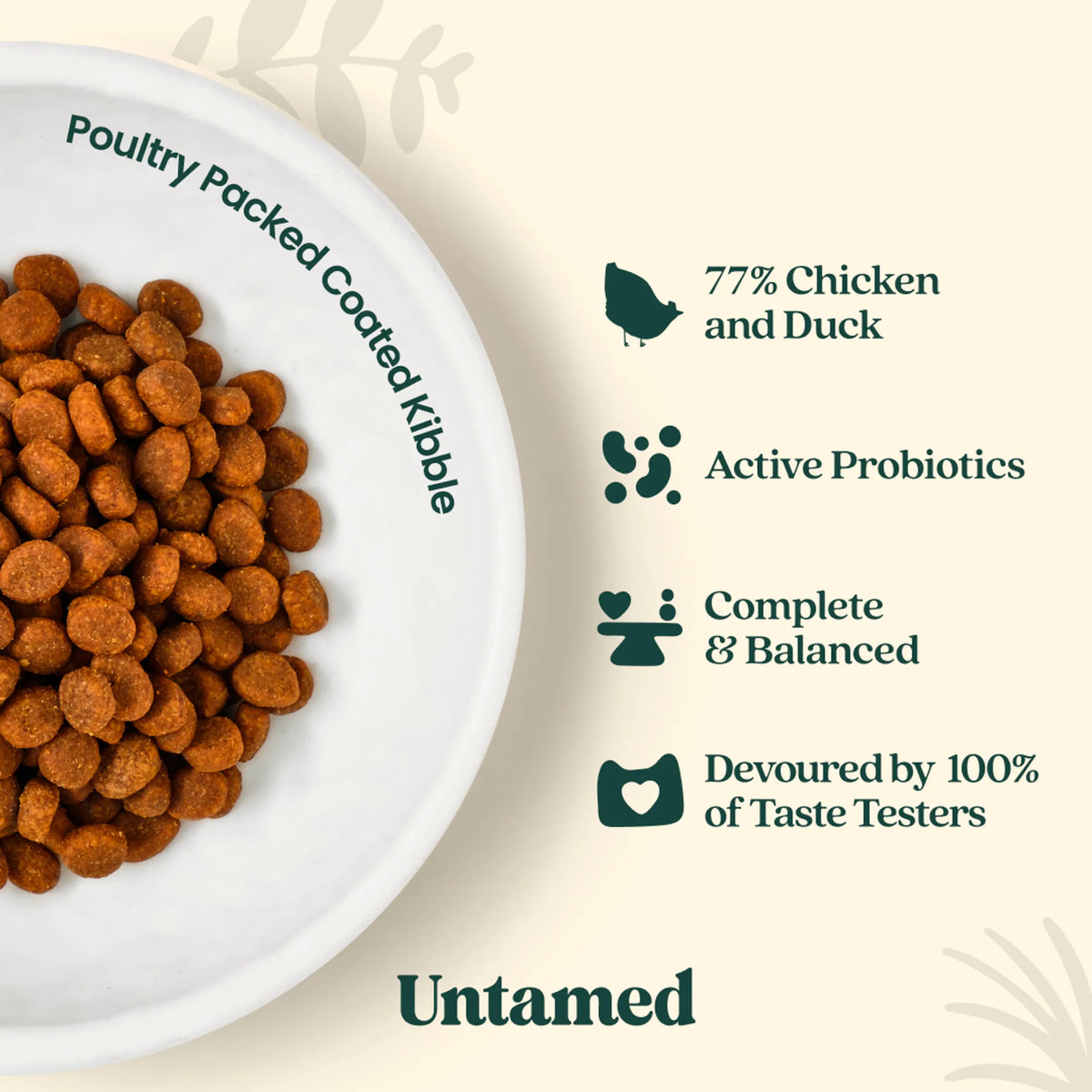 Untamed Coated Kibble Chicken and Duck Cat Food 800g — image 3