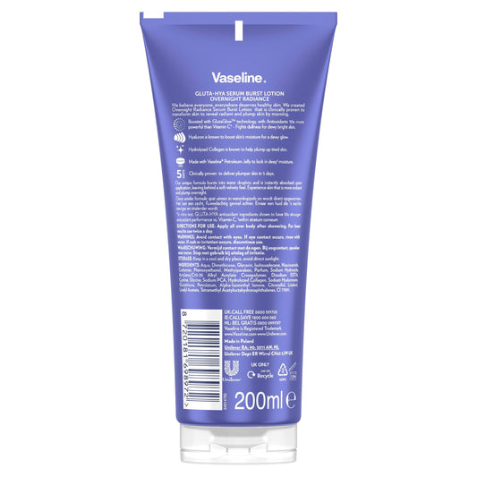 Vaseline Gluta-Hya Overnight Radiance Body Lotion Moisturiser 200ml — image 2