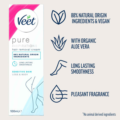 VEET Pure Hair Removal Cream Legs & Body Sensitive 100ml