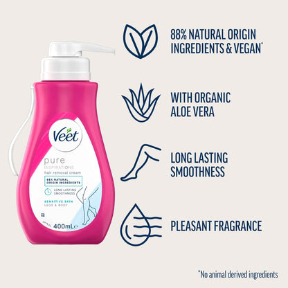 VEET Pure Hair Removal Cream Legs & Body Sensitive 400ml