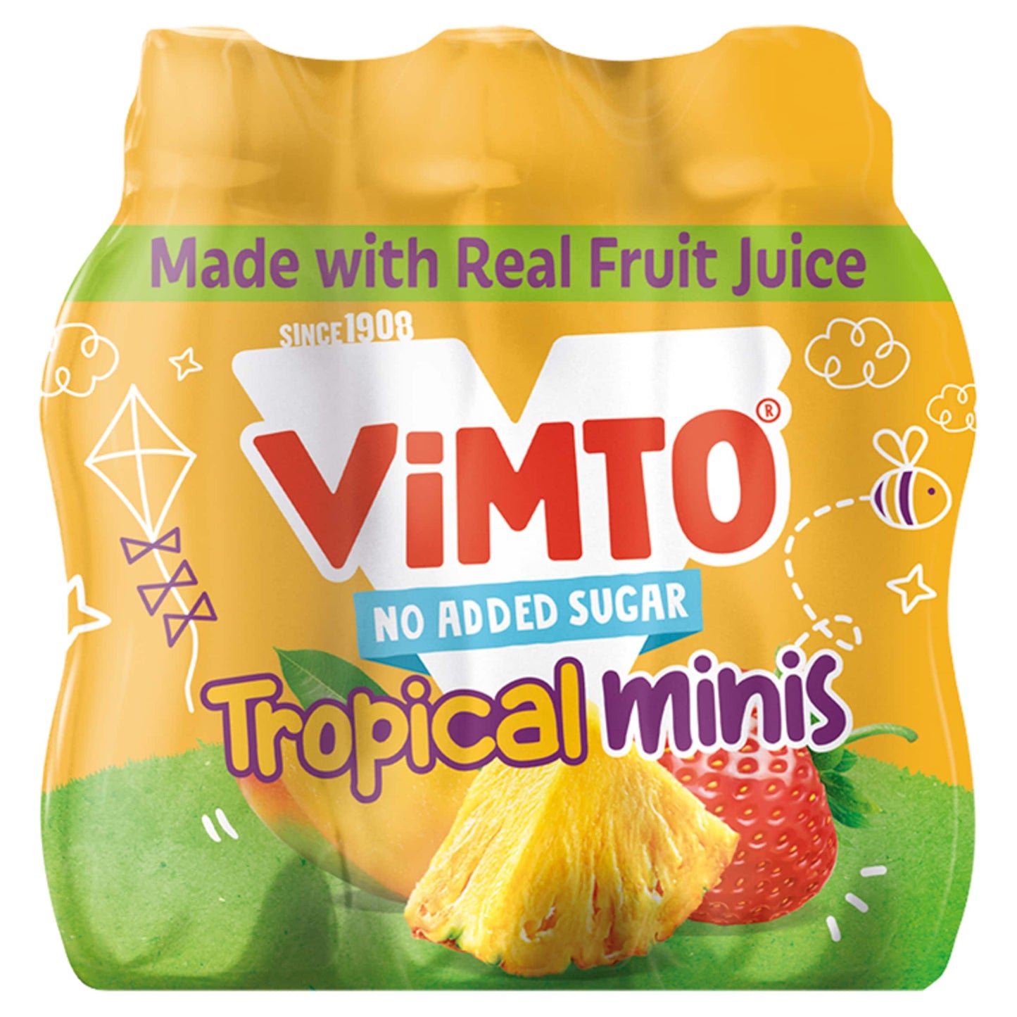 Vimto No Added Sugar Tropical Minis Mixed Fruit Juice Drink 6 x 250ml — image 1