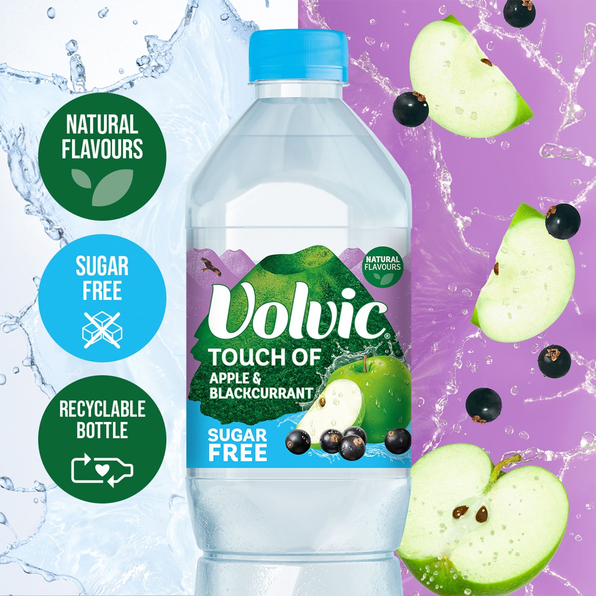 Volvic Touch of Fruit Apple & Blackcurrant Sugar Free Still Flavoured Water 1.5L — image 2