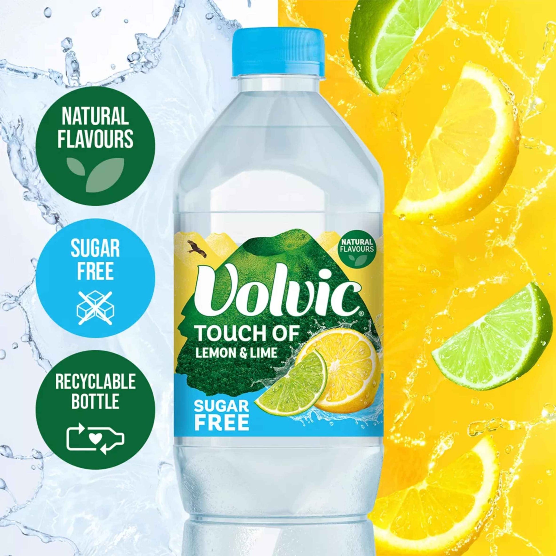VOLVIC Touch Of Fruit Lemon Lime Sugar Free Flavoured Water 1.5l