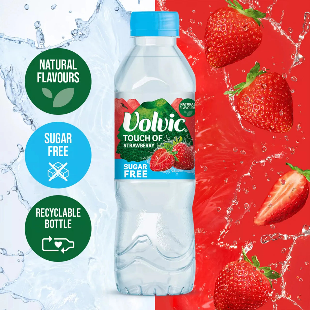 Volvic Touch of Strawberry Sugar Free Flavoured Water 6x500ml — image 2