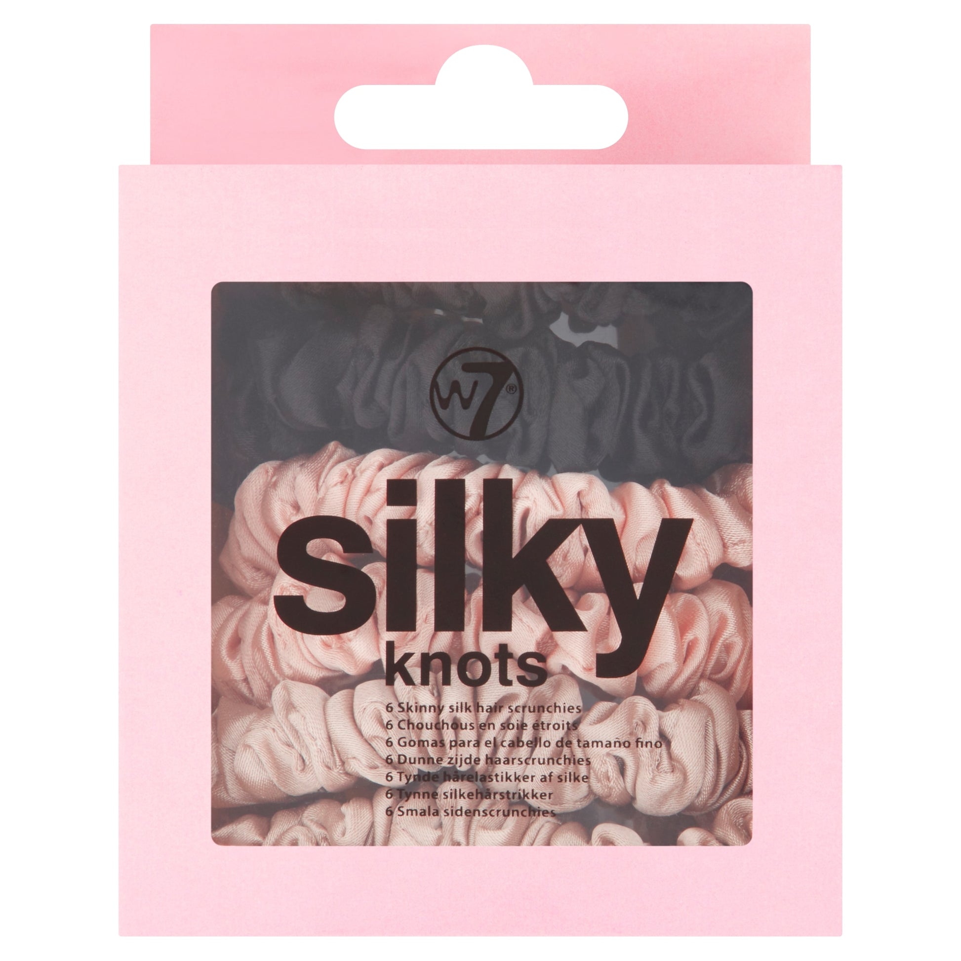 W7 Silky Knots Skinny Silk Hair Scrunchies 6 Pack — image 1