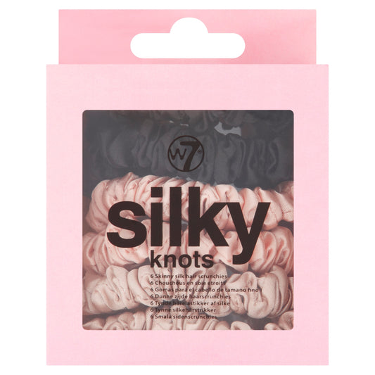 W7 Silky Knots Skinny Silk Hair Scrunchies 6 Pack — image 1