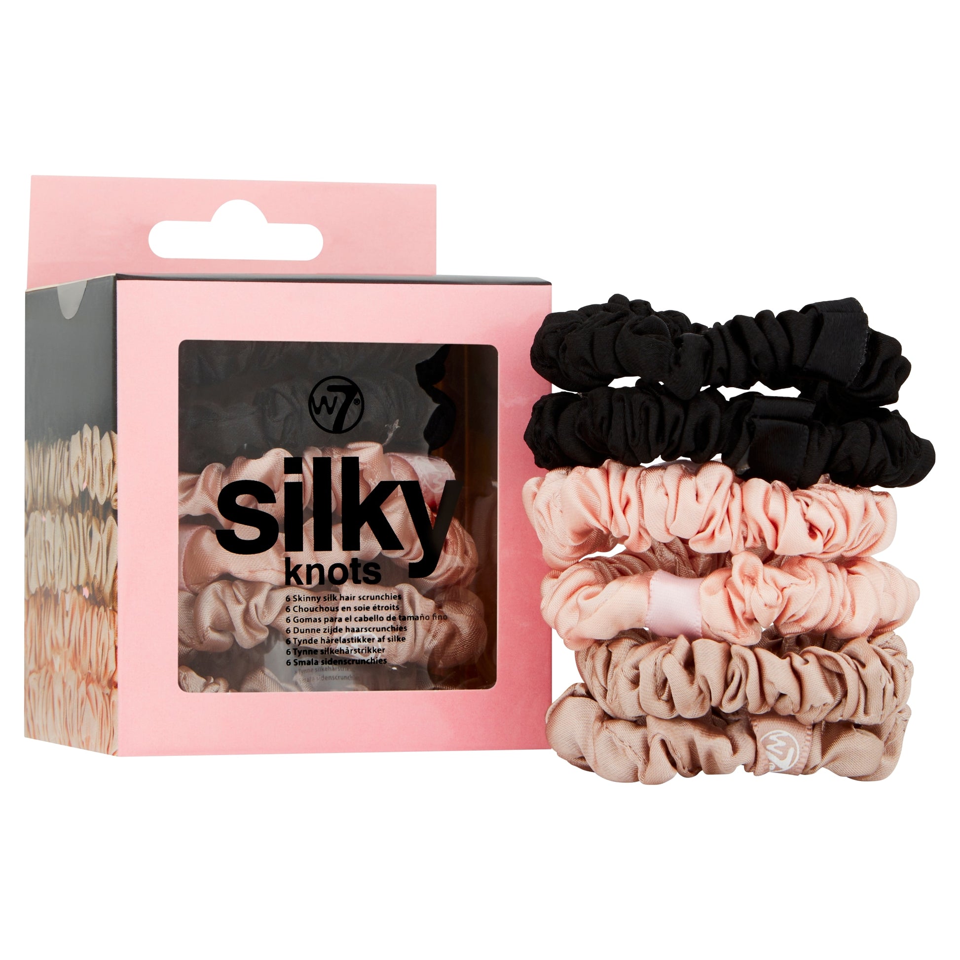 W7 Silky Knots Skinny Silk Hair Scrunchies 6 Pack — image 2