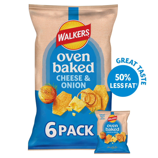 Walkers Baked Cheese & Onion Multipack Crisps 6x22g — image 1