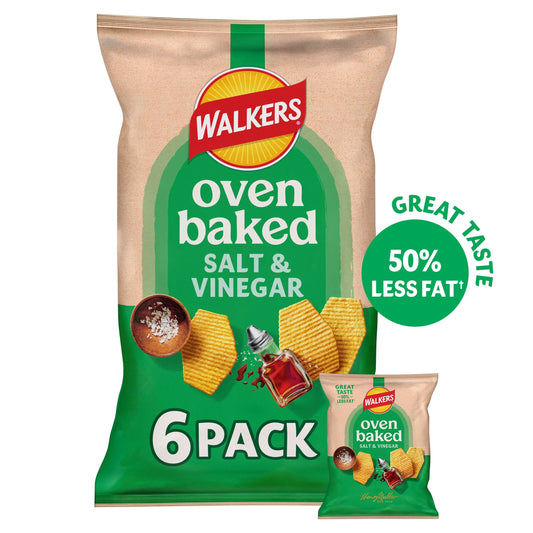 Walkers Baked Salt & Vinegar Multipack Crisps 6x22g — image 1