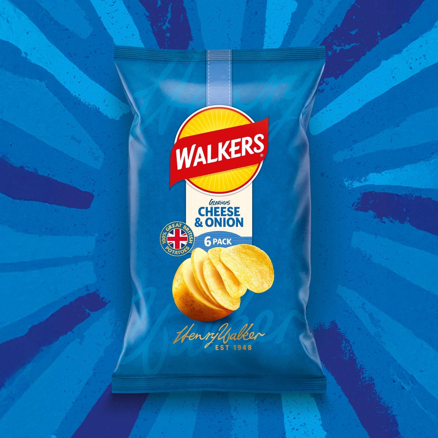 Walkers Cheese & Onion Multipack Crisps 6x25g — image 2
