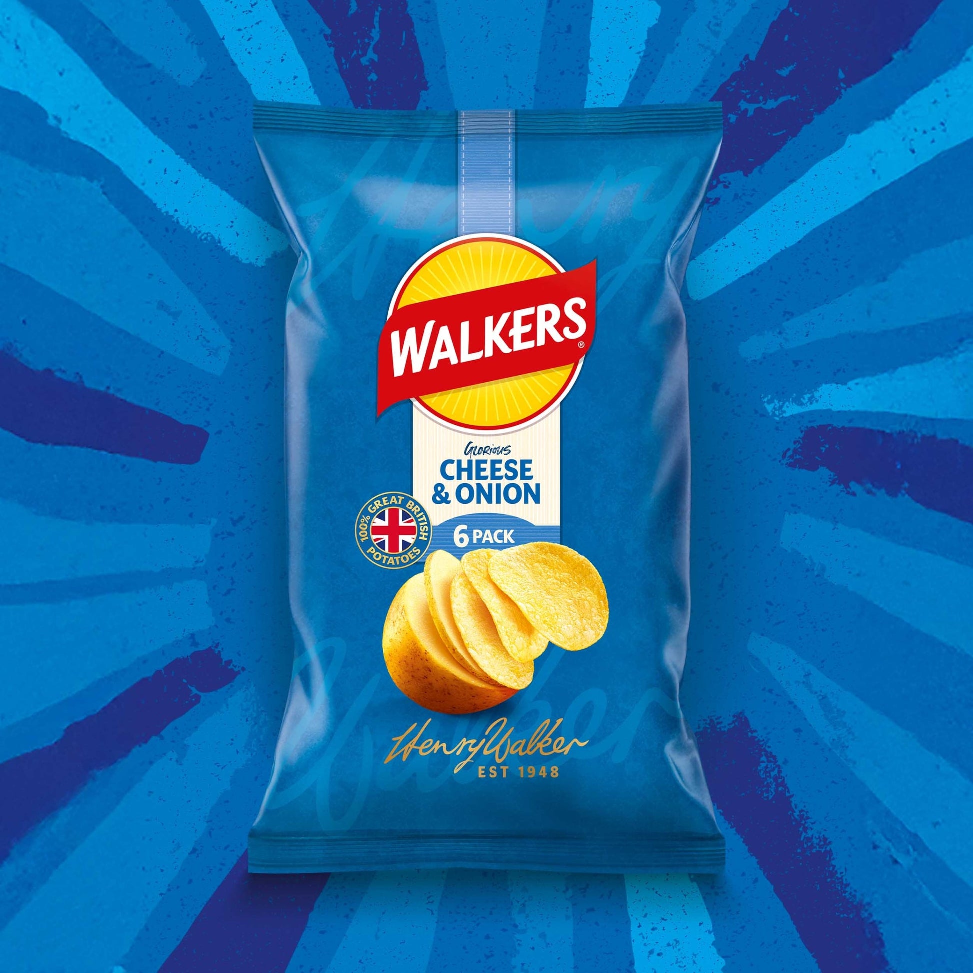 Walkers Cheese & Onion Multipack Crisps 6x25g — image 2