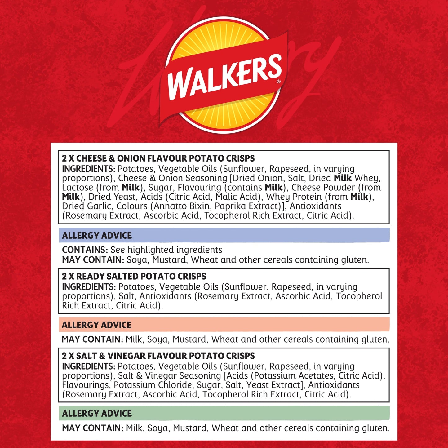 Walkers Classic Variety Multipack Crisps 6x25g — image 4
