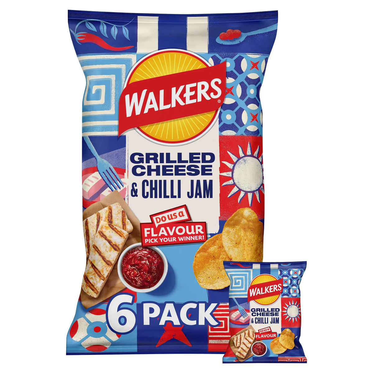 Walkers Do Us a Flavour Grilled Cheese & Chilli Jam Multipack Crisps 6x25g — image 1