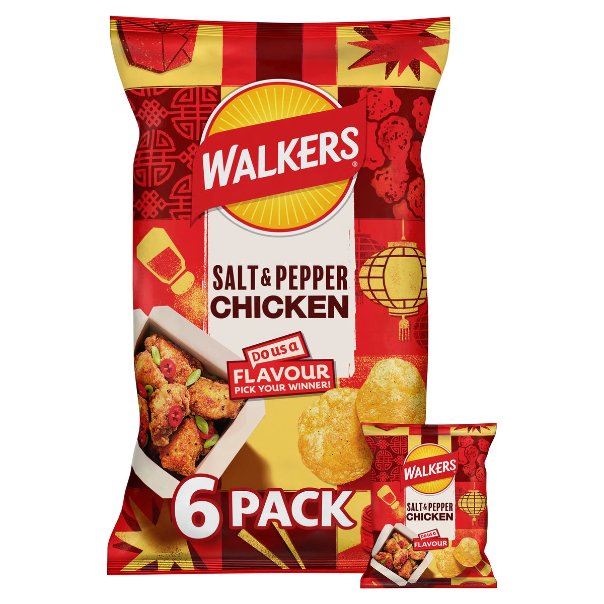 Walkers Do Us a Flavour Salt & Pepper Chicken Multipack Crisps 6x25g — image 1