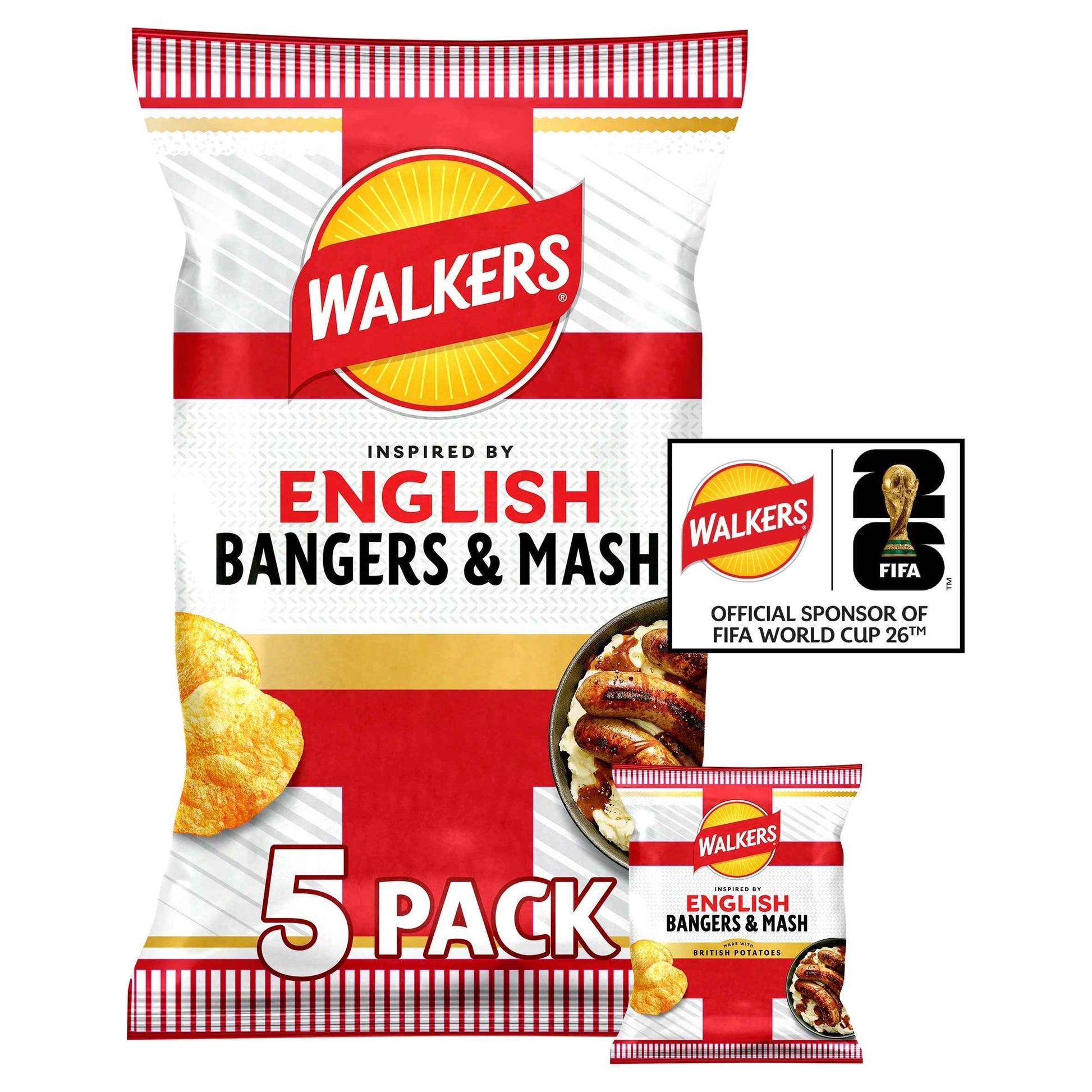 WALKERS English Bangers & Mash Crisps 5x25g