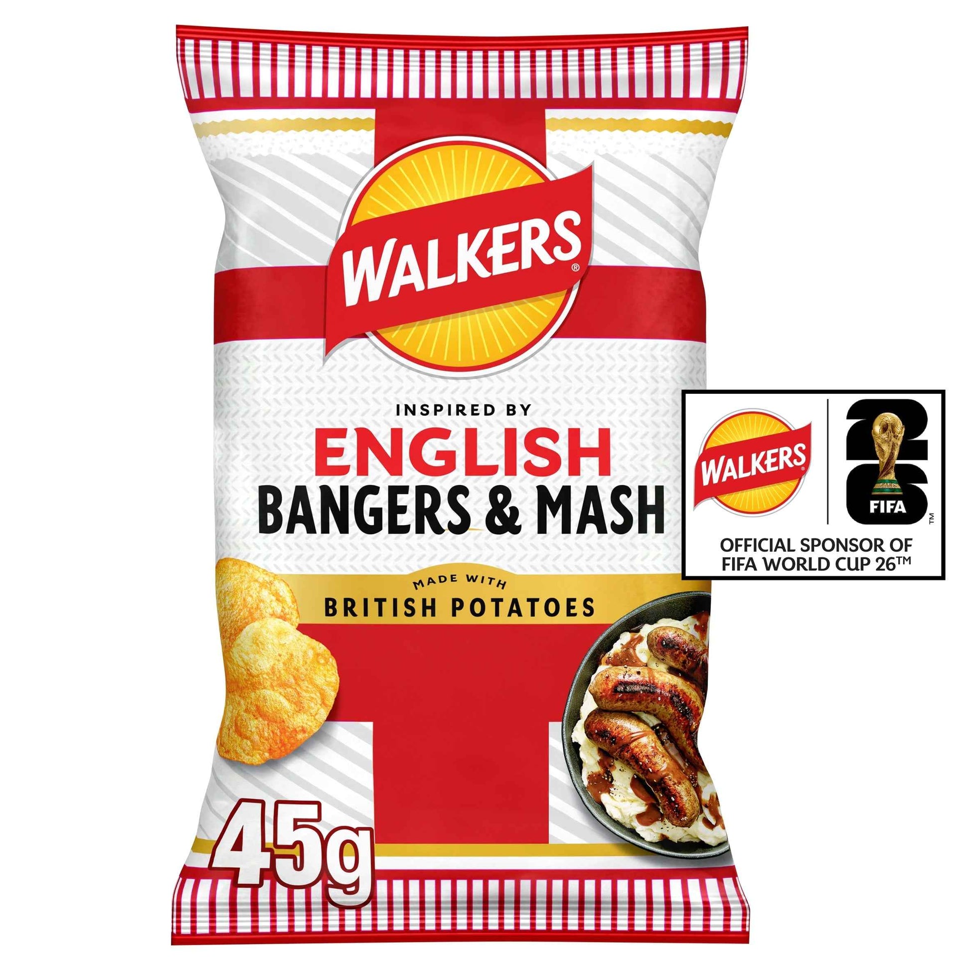 WALKERS English Bangers & Mash Flavour Potato Crisps 45g