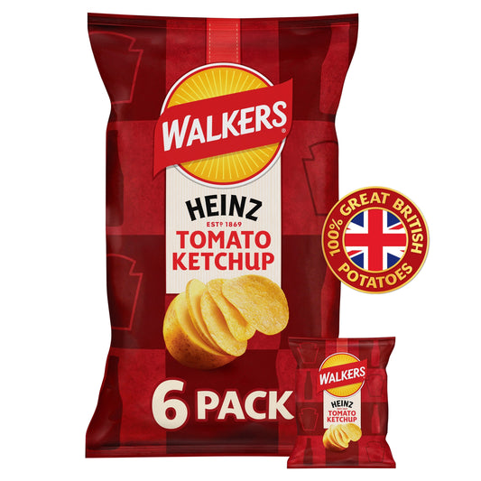 Walkers Heinz Tomato Ketchup Multipack Crisps 6x25g — image 1
