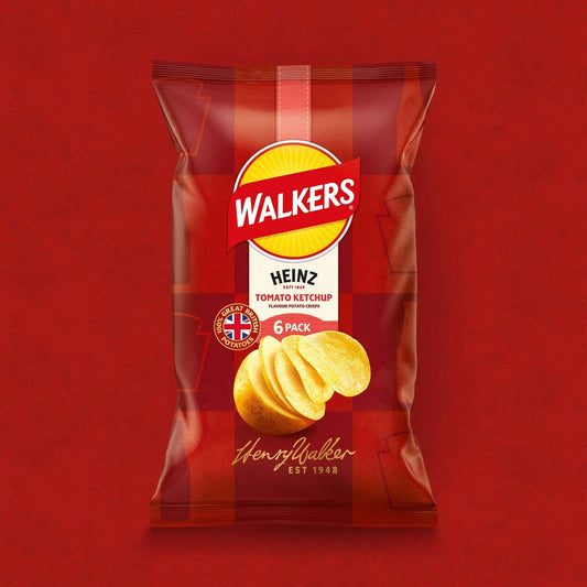 WALKERS Heinz Tomato Ketchup Multipack Crisps 6x25g