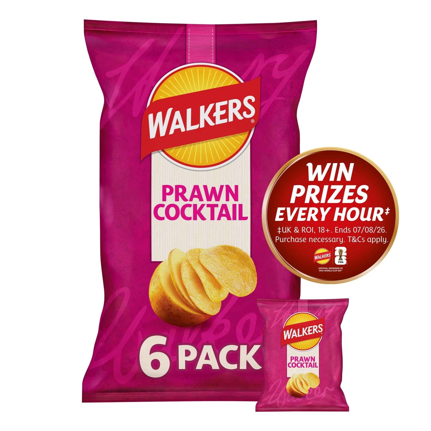 WALKERS Prawn Cocktails Multipack Crisps 6 X 25g