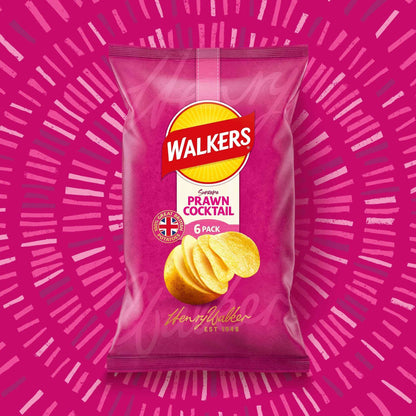 WALKERS Prawn Cocktails Multipack Crisps 6 X 25g