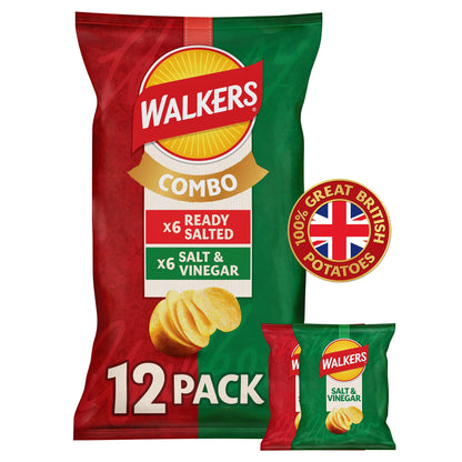 Walkers Ready Salted & Salt & Vinegar Crisps Multipack 12x25g — image 3
