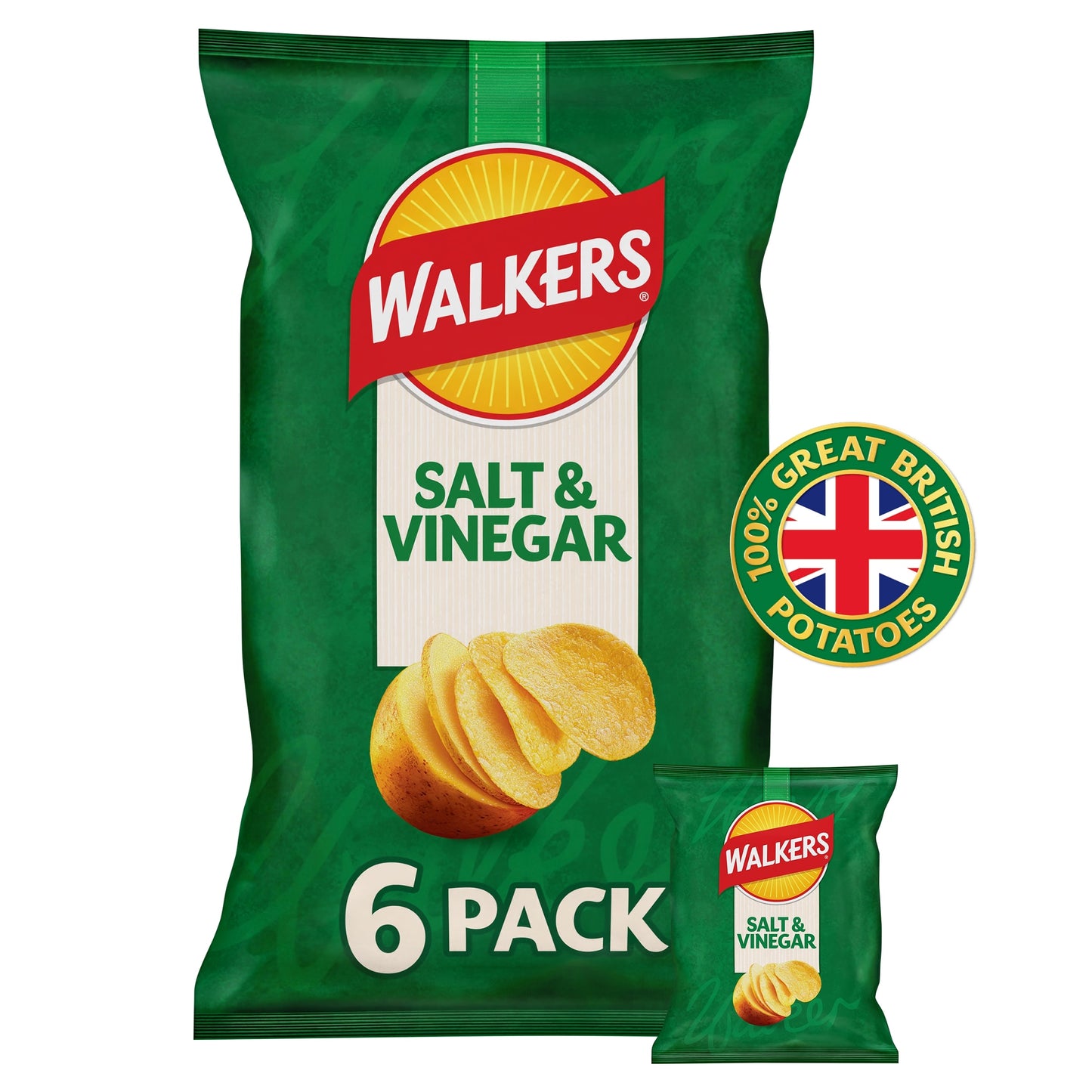 Walkers Salt & Vinegar Multipack Crisps 6 x 25g — image 1