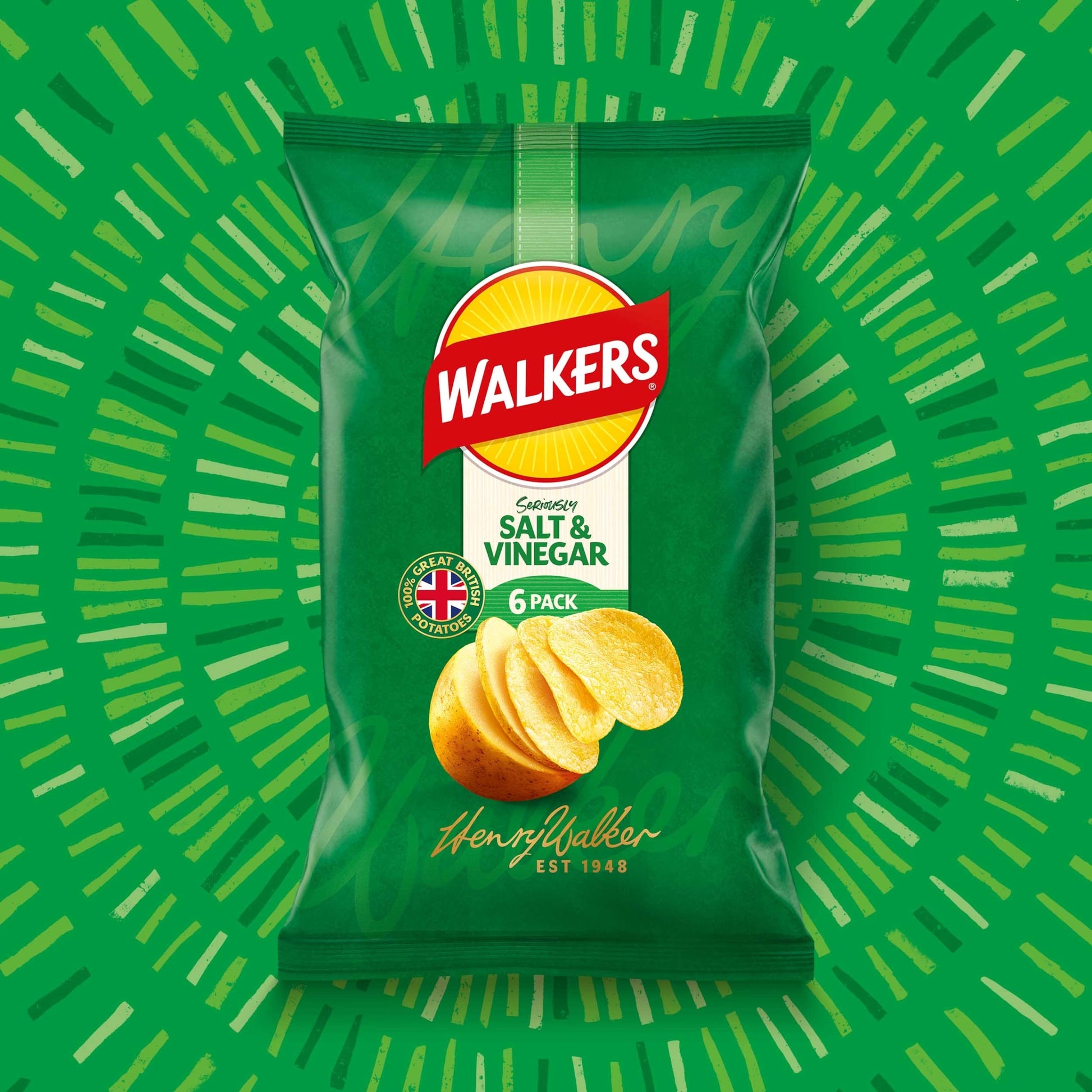 Walkers Salt & Vinegar Multipack Crisps 6 x 25g — image 2