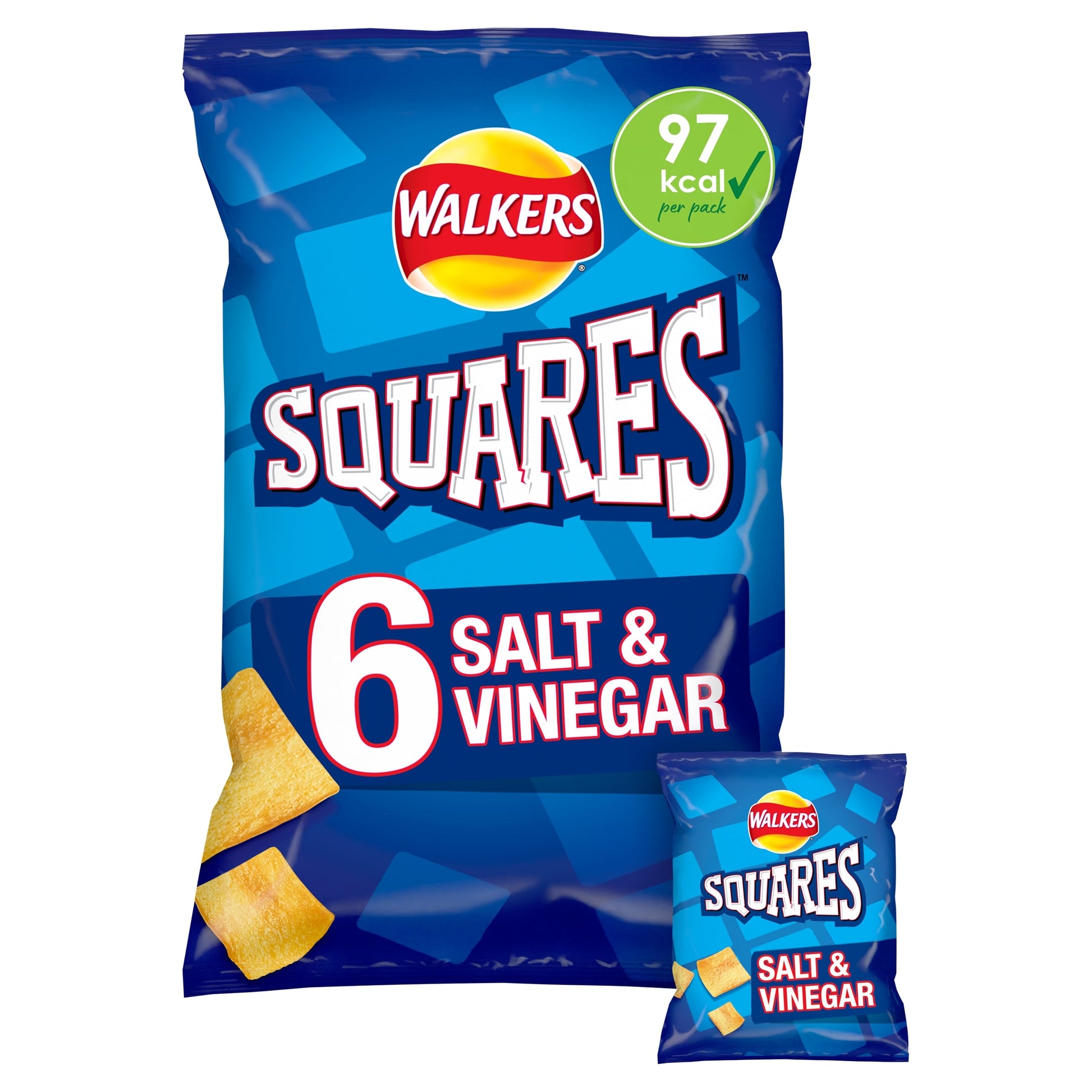 Walkers Squares Salt & Vinegar Multipack Crisps 6x22g — image 1